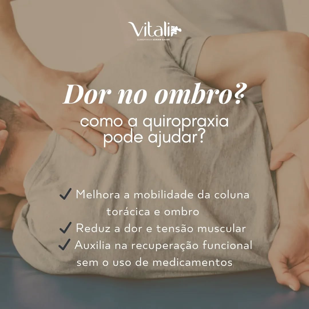 Por que a dor no ombro acontece?

Seu ombro dói ao levantar o braço? Ao pegar peso? A dor no ombro, é muito comum e prevalente no consultório, e pode estar associada a uma irritação, tendinopatia e até pequenas lesões nos tendões do manguito rotador. 

Estudos indicam que a dor no ombro pode ser aliviada com terapias manuais, reduzindo a necessidade de medicamentos ou cirurgia.

Como a Quiropraxia pode ajudar? 
✔ Melhora a mobilidade da coluna torácica e ombro 
✔ Reduz a dor e tensão muscular 
✔ Auxilia na recuperação funcional sem o uso de medicamentos.

Agende uma avaliação e descubra uma abordagem segura e baseada em evidência para o seu problema!