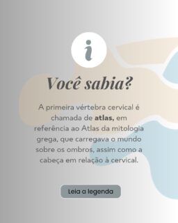 Somente duas vértebras têm nomes diferenciados na coluna, a primeira cervical (C1) que se chama ATLAS e a 
segunda cervical (C2) que se chama ÁXIS. Inclusive, anatomicamente são vértebras bem diferentes das demais vértebras cervicais.