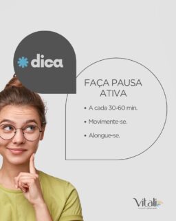 Quando for assumir uma posição parada, seja sentado ou em pé, na qual permanecerá por um período considerável, 
sugiro os seguintes cuidados:

• A cada 50–60 minutos, levante-se, caminhe e alongue por 2–5 minutos.

• Pequenos movimentos evitam rigidez articular e  fadiga e tensão muscular.

• Pequenas mudanças de forma constante têm um grande impacto no dia a dia.